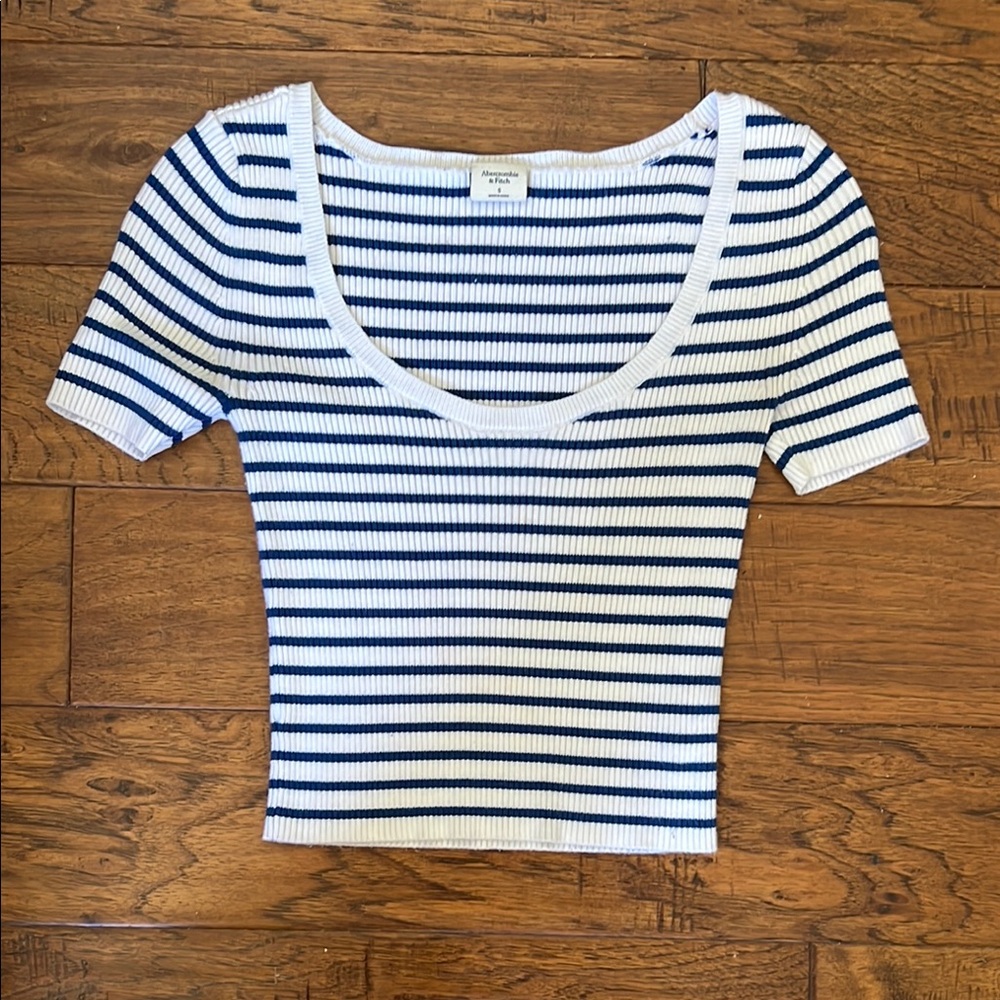 Striped Ribbed Scoop Neck Top